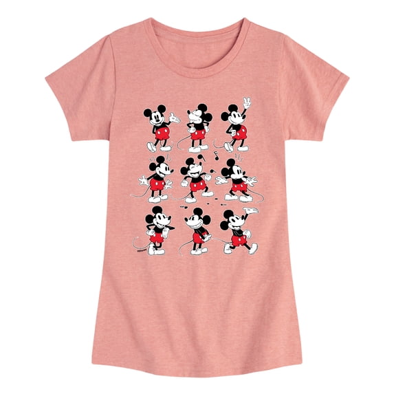 Mickey & Friends - Mickey Poses Grid - Toddler And Youth Girls Short Sleeve Graphic T-Shirt