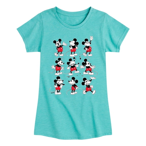 Mickey & Friends - Mickey Poses Grid - Toddler And Youth Girls Short Sleeve Graphic T-Shirt