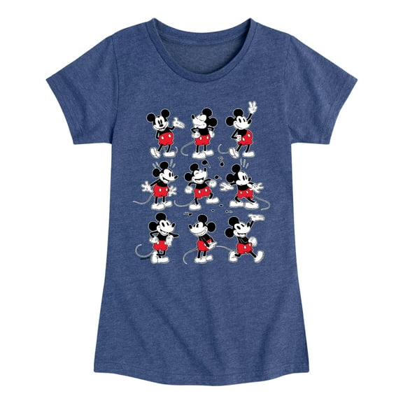 Mickey & Friends - Mickey Poses Grid - Toddler And Youth Girls Short Sleeve Graphic T-Shirt