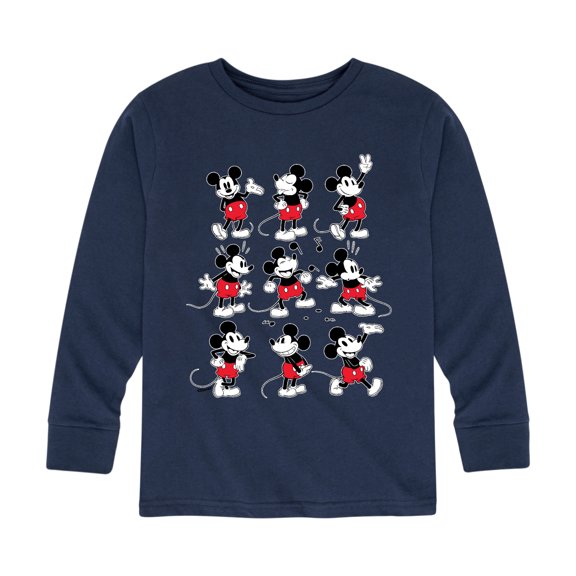 Mickey & Friends - Mickey Poses Grid - Toddler And Youth Long Sleeve Graphic T-Shirt