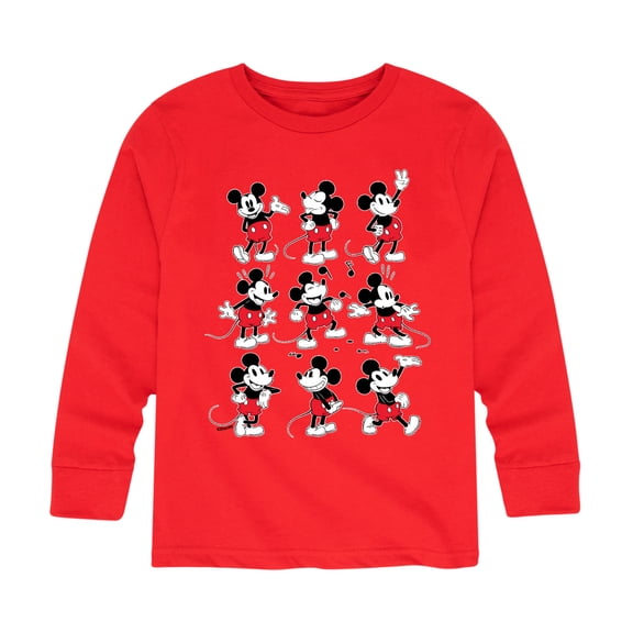Mickey & Friends - Mickey Poses Grid - Toddler And Youth Long Sleeve Graphic T-Shirt