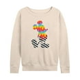 thumbnail image 1 of Mickey & Friends - Mickey Silhouette Drip Checker - Women's Lightweight French Terry Long Sleeve Shirt, 1 of 5