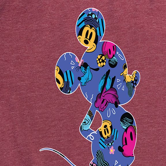 Mickey & Friends - Mickey Silhouette Expressive Pattern - Women's Short Sleeve Graphic T-Shirt