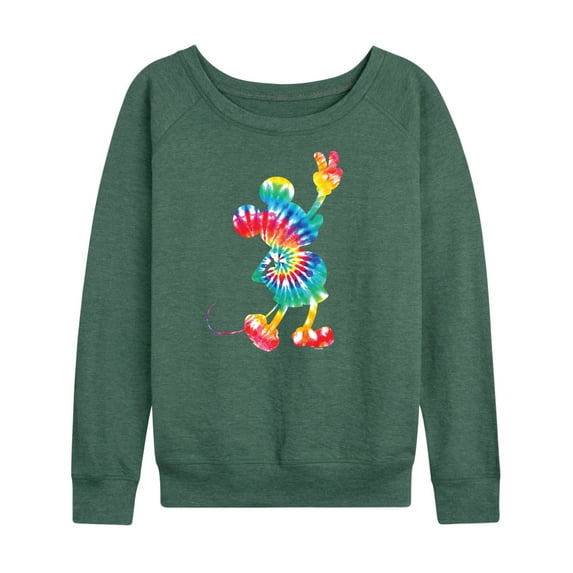 Mickey & Friends - Mickey Silhouette Peace Tie Dye - Women's Lightweight French Terry Long Sleeve Shirt