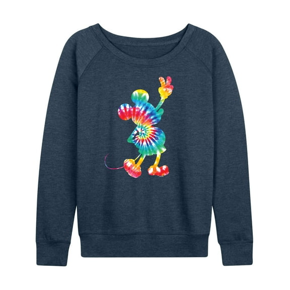 Mickey & Friends - Mickey Silhouette Peace Tie Dye - Women's Lightweight French Terry Long Sleeve Shirt