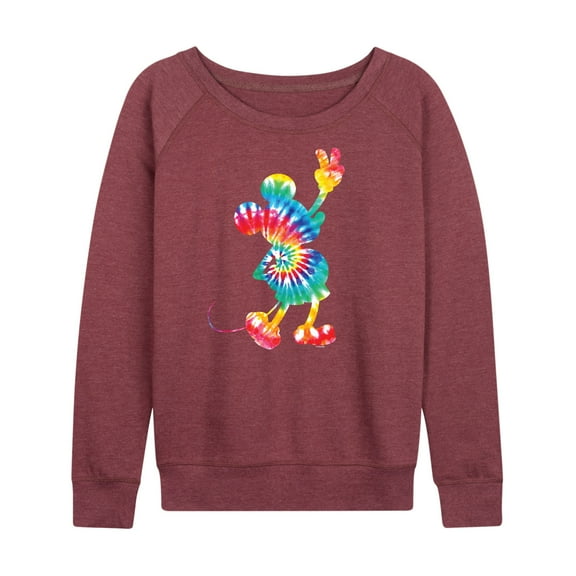 Mickey & Friends - Mickey Silhouette Peace Tie Dye - Women's Lightweight French Terry Long Sleeve Shirt