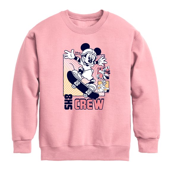 Disney - Mickey & Friends - Mickey Skateboarding - SK8 Crew - Toddler And Youth Crewneck Fleece Sweatshirt