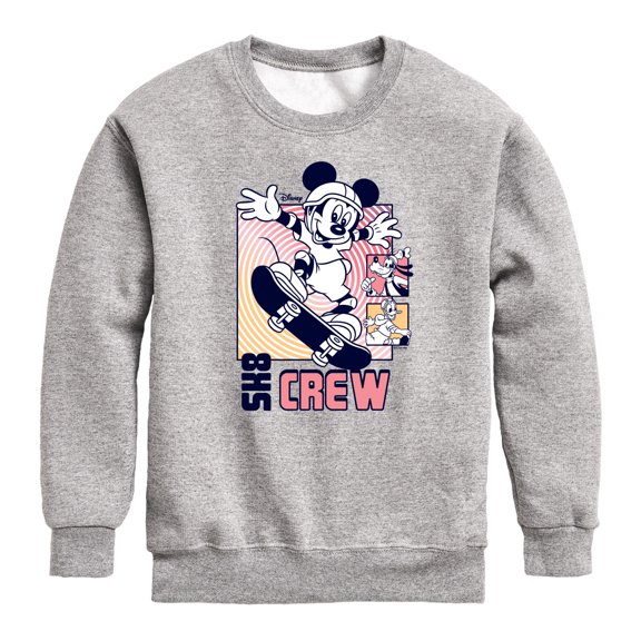 Disney - Mickey & Friends - Mickey Skateboarding - SK8 Crew - Toddler And Youth Crewneck Fleece Sweatshirt