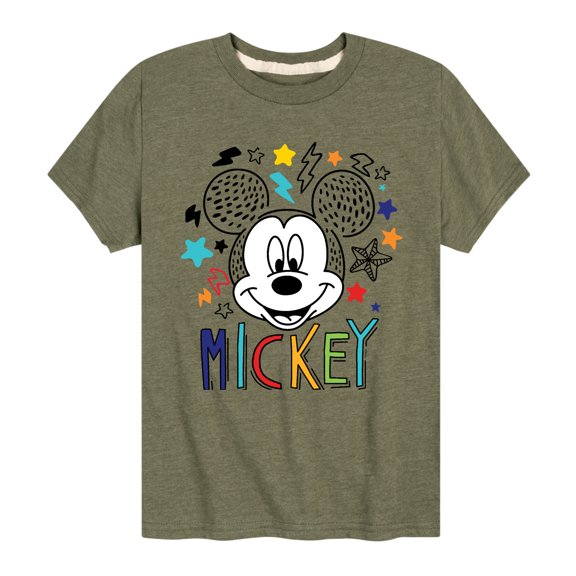 Mickey & Friends - Mickey Sketch Pattern - Youth Short Sleeve Graphic T-Shirt