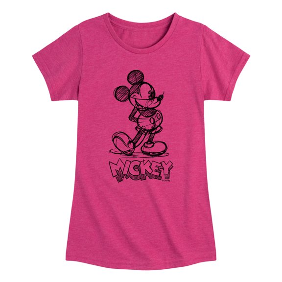 Mickey & Friends - Mickey Sketch - Toddler And Youth Girls Short Sleeve Graphic T-Shirt