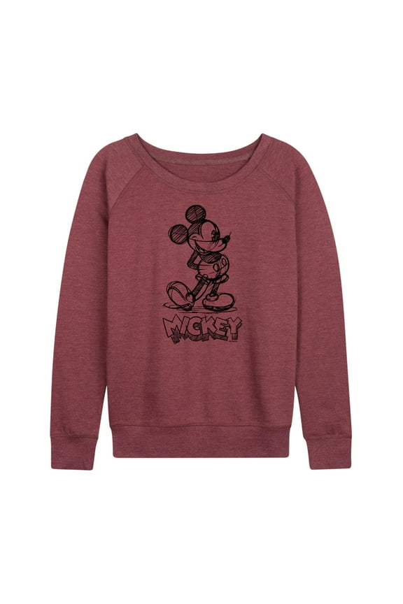 Mickey & Friends - Mickey Sketch - Women's Lightweight French Terry Long Sleeve Shirt