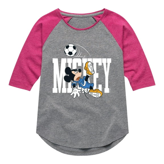 Mickey & Friends - Mickey Soccer - Toddler And Youth Girls Raglan Graphic T-Shirt