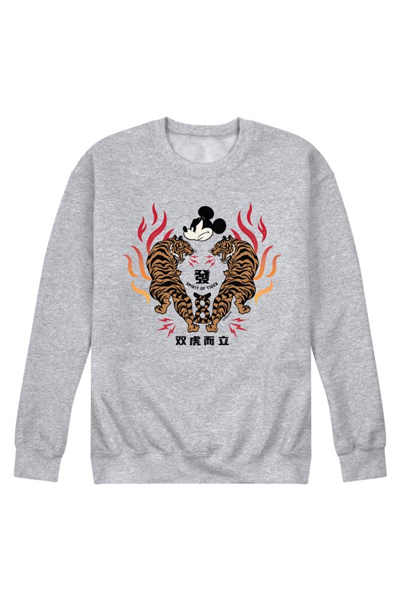 Mickey & Friends - Mickey Tiger Art - Men's Crew Neck Fleece Pullover