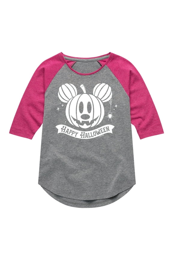 Mickey & Friends - Mickey's Halloween Pumpkin - Toddler And Youth Girls Raglan Graphic T-Shirt