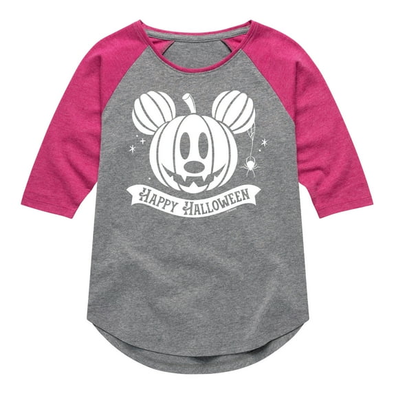 Mickey & Friends - Mickey's Halloween Pumpkin - Toddler And Youth Girls Raglan Graphic T-Shirt