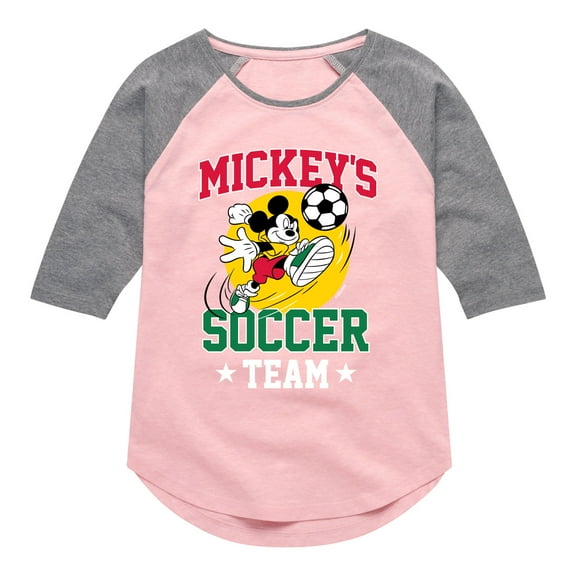 Mickey & Friends - Mickey's Soccer - Toddler And Youth Girls Raglan Graphic T-Shirt