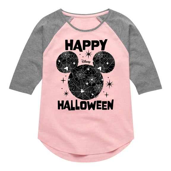 Mickey & Friends - Mickey's Spiderweb Design - Toddler And Youth Girls Raglan Graphic T-Shirt