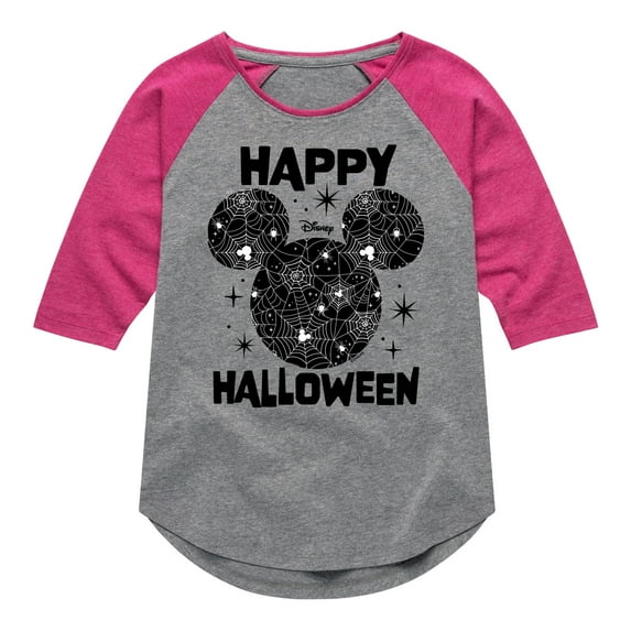 Mickey & Friends - Mickey's Spiderweb Design - Toddler And Youth Girls Raglan Graphic T-Shirt