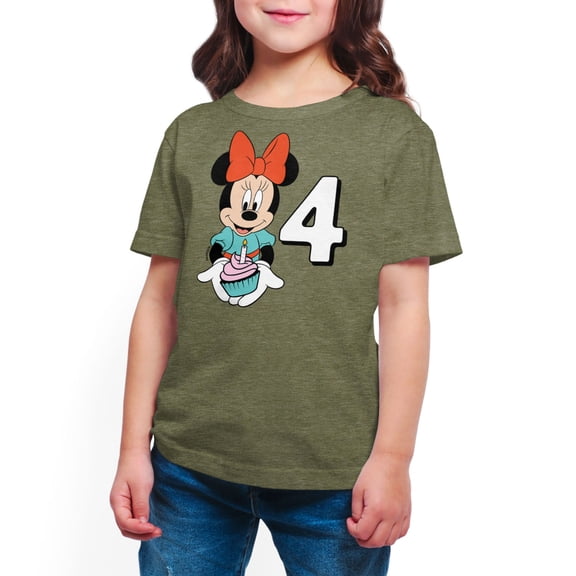 Mickey & Friends - Minnie Birthday 4 - Toddler And Youth Girls Short Sleeve Graphic T-Shirt