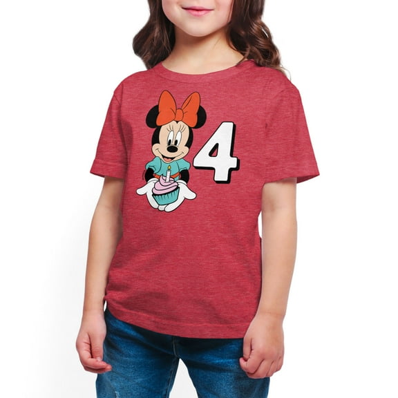 Mickey & Friends - Minnie Birthday 4 - Toddler And Youth Girls Short Sleeve Graphic T-Shirt