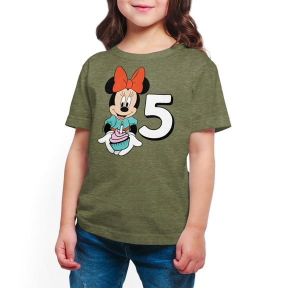 Mickey & Friends - Minnie Birthday 5 - Toddler And Youth Girls Short Sleeve Graphic T-Shirt
