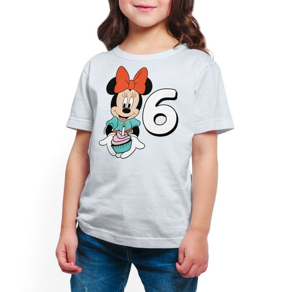 Mickey & Friends - Minnie Birthday 6 - Toddler And Youth Girls Short Sleeve Graphic T-Shirt