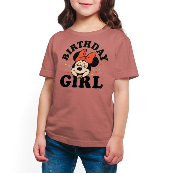 Mickey & Friends - Minnie Birthday Girl - Toddler And Youth Girls Short Sleeve Graphic T-Shirt