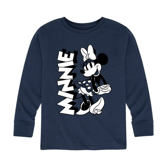 Mickey & Friends - Minnie Black And White - Toddler And Youth Long Sleeve Graphic T-Shirt