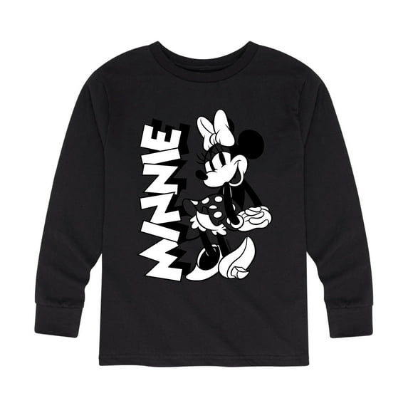 Mickey & Friends - Minnie Black And White - Toddler And Youth Long Sleeve Graphic T-Shirt