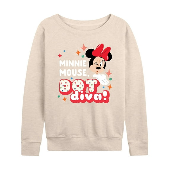 Mickey & Friends - Minnie Dot Diva - Women's Lightweight French Terry Long Sleeve Shirt