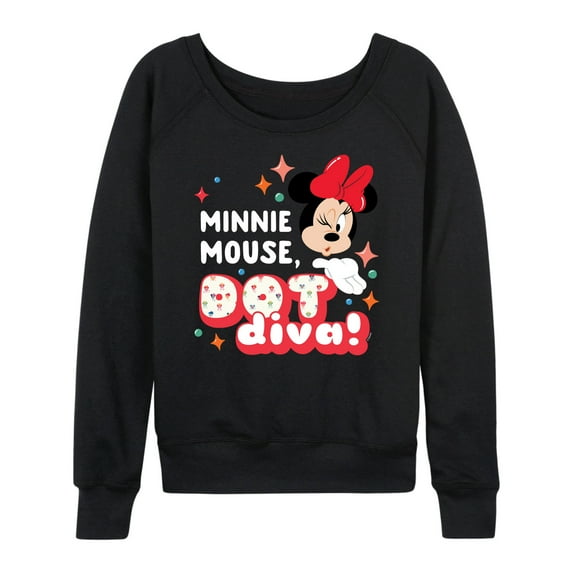 Mickey & Friends - Minnie Dot Diva - Women's Lightweight French Terry Long Sleeve Shirt