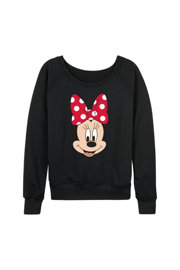 Mickey & Friends - Minnie Face - Women's Lightweight French Terry Long Sleeve Shirt