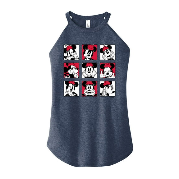 Mickey & Friends - Minnie Grid - Juniors High Neck Tank Top