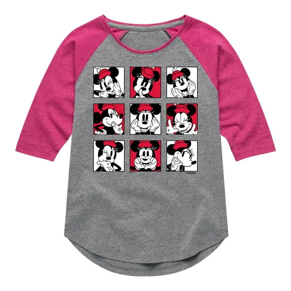 Mickey & Friends - Minnie Grid - Toddler And Youth Girls Raglan Graphic T-Shirt