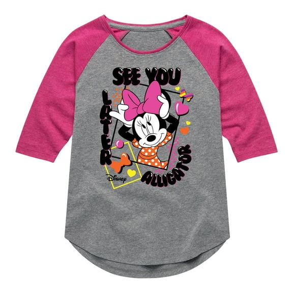 Mickey & Friends - Minnie Later Alligator - Toddler And Youth Girls Raglan Graphic T-Shirt