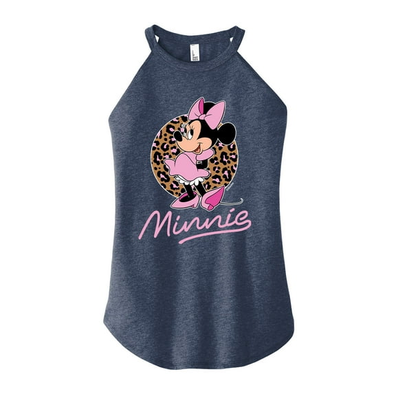 Mickey & Friends - Minnie Leopard Print - Juniors High Neck Tank Top