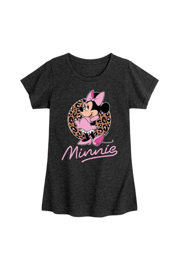Mickey & Friends - Minnie Leopard Print - Toddler And Youth Girls Short Sleeve Graphic T-Shirt