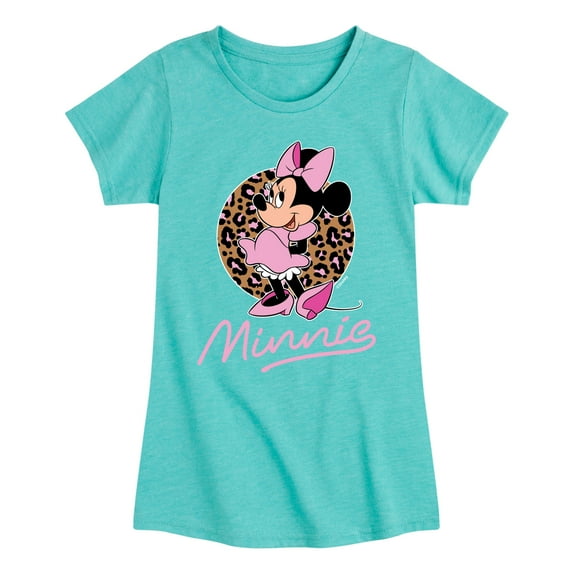 Mickey & Friends - Minnie Leopard Print - Toddler And Youth Girls Short Sleeve Graphic T-Shirt