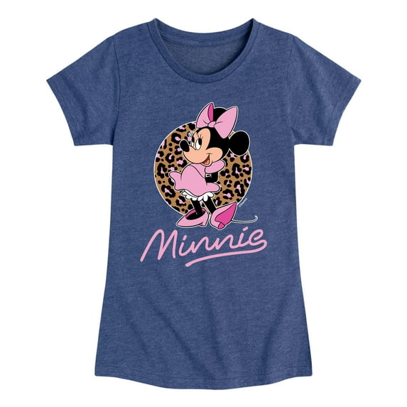 Mickey & Friends - Minnie Leopard Print - Toddler And Youth Girls Short Sleeve Graphic T-Shirt
