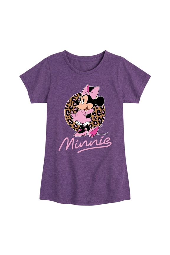 Mickey & Friends - Minnie Leopard Print - Toddler And Youth Girls Short Sleeve Graphic T-Shirt