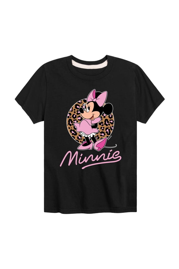 Mickey & Friends - Minnie Leopard Print - Toddler And Youth Short Sleeve Graphic T-Shirt