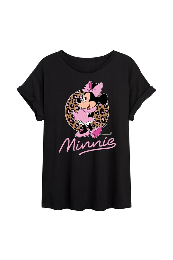 Mickey & Friends - Minnie Leopard Print - Women's Oversized T-Shirt