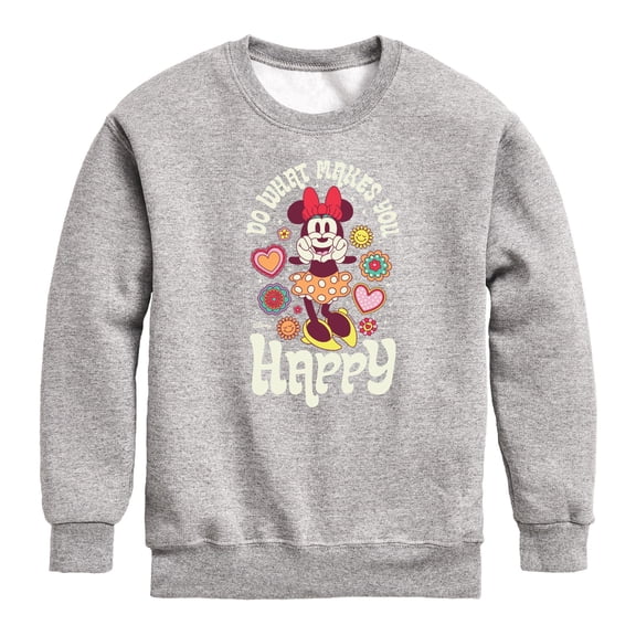 Disney - Mickey & Friends - Minnie Mouse - Do What Makes You Happy - Toddler And Youth Crewneck Fleece Sweatshirt