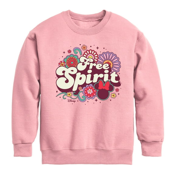 Disney - Mickey & Friends - Minnie Mouse - Flowery Free Spirit - Toddler And Youth Crewneck Fleece Sweatshirt