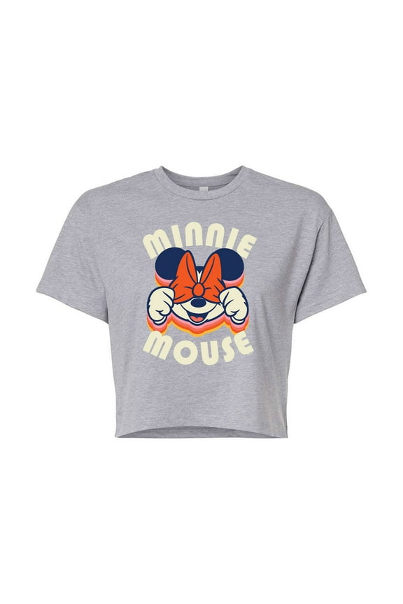 Mickey & Friends - Minnie Mouse - Juniors Cropped Cotton Blend T-Shirt