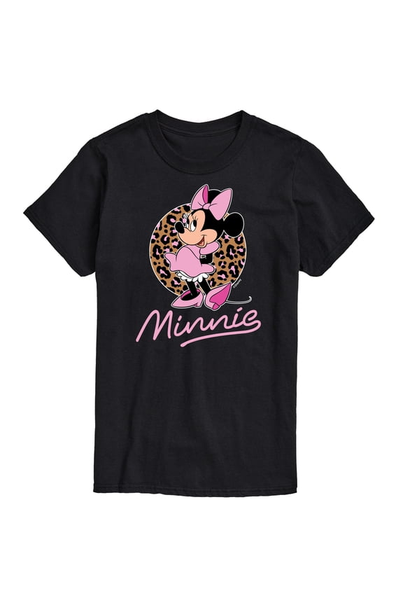 Mickey & Friends - Minnie Mouse Leopard Print Logo - Men's Short Sleeve Graphic T-Shirt