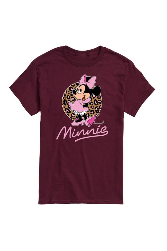 Mickey & Friends - Minnie Mouse Leopard Print Logo - Men's Short Sleeve Graphic T-Shirt
