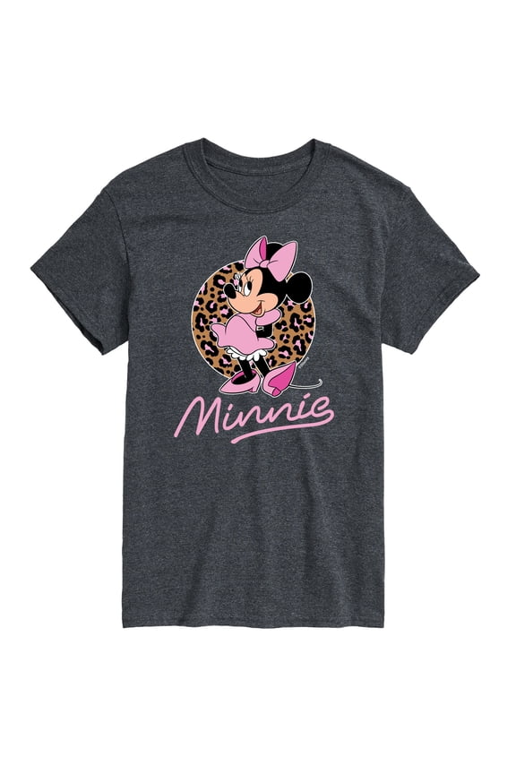 Mickey & Friends - Minnie Mouse Leopard Print Logo - Men's Short Sleeve Graphic T-Shirt