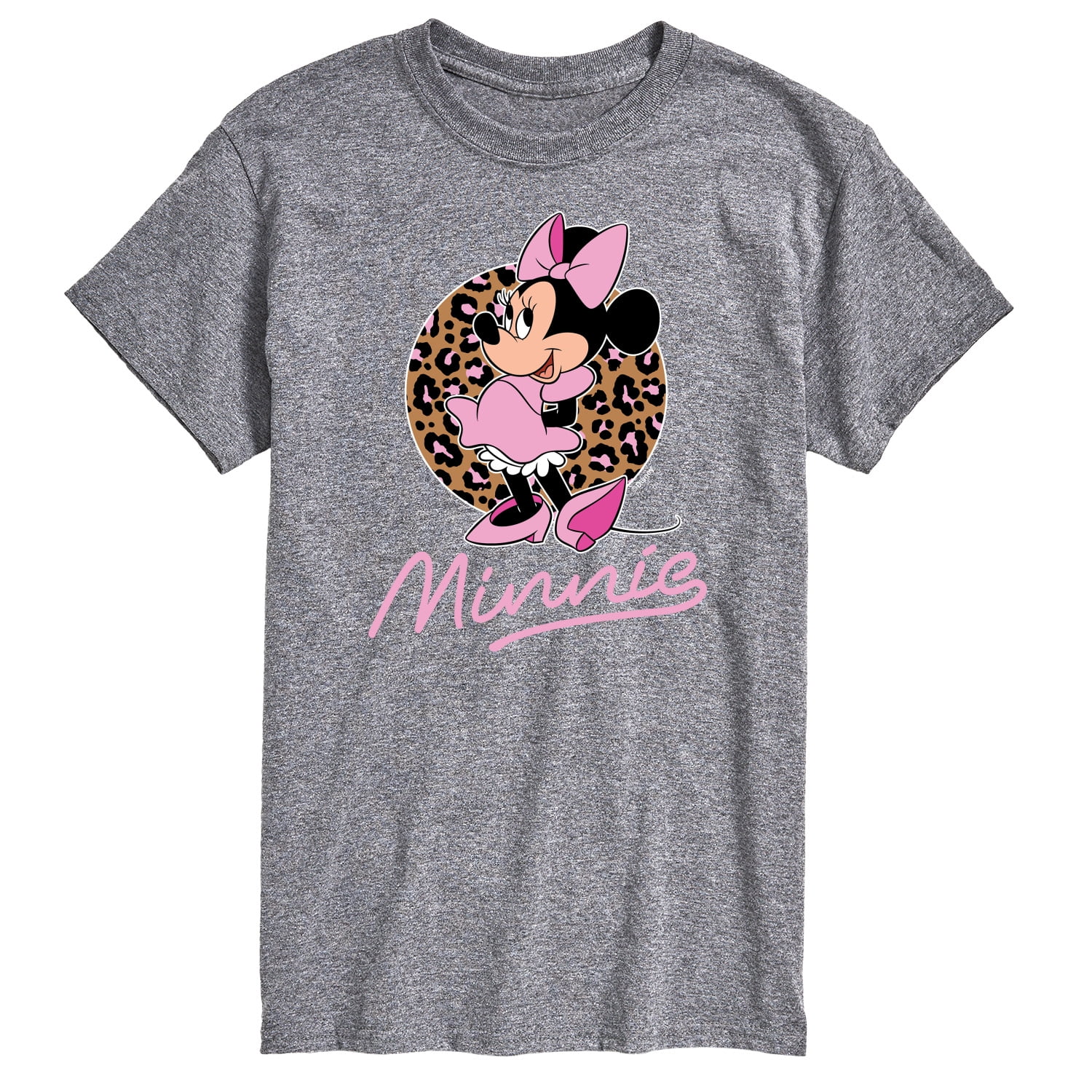 Mickey & Friends - Minnie Mouse Leopard Print Logo - Men's Short Sleeve  Graphic T-Shirt