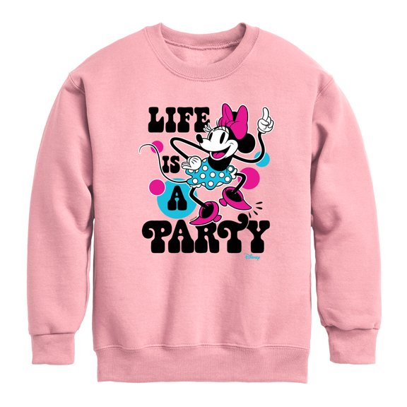 Disney - Mickey & Friends - Minnie Mouse - Life is a Party - Toddler And Youth Long Sleeve Graphic T-Shirt